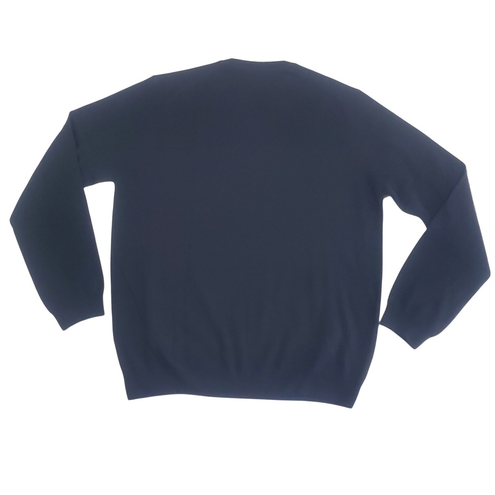 PIOMBO 100% Lambswool V-Neck Sweater Men 2XL Black Luxury Lightweight Preppy New - Picture 2 of 7